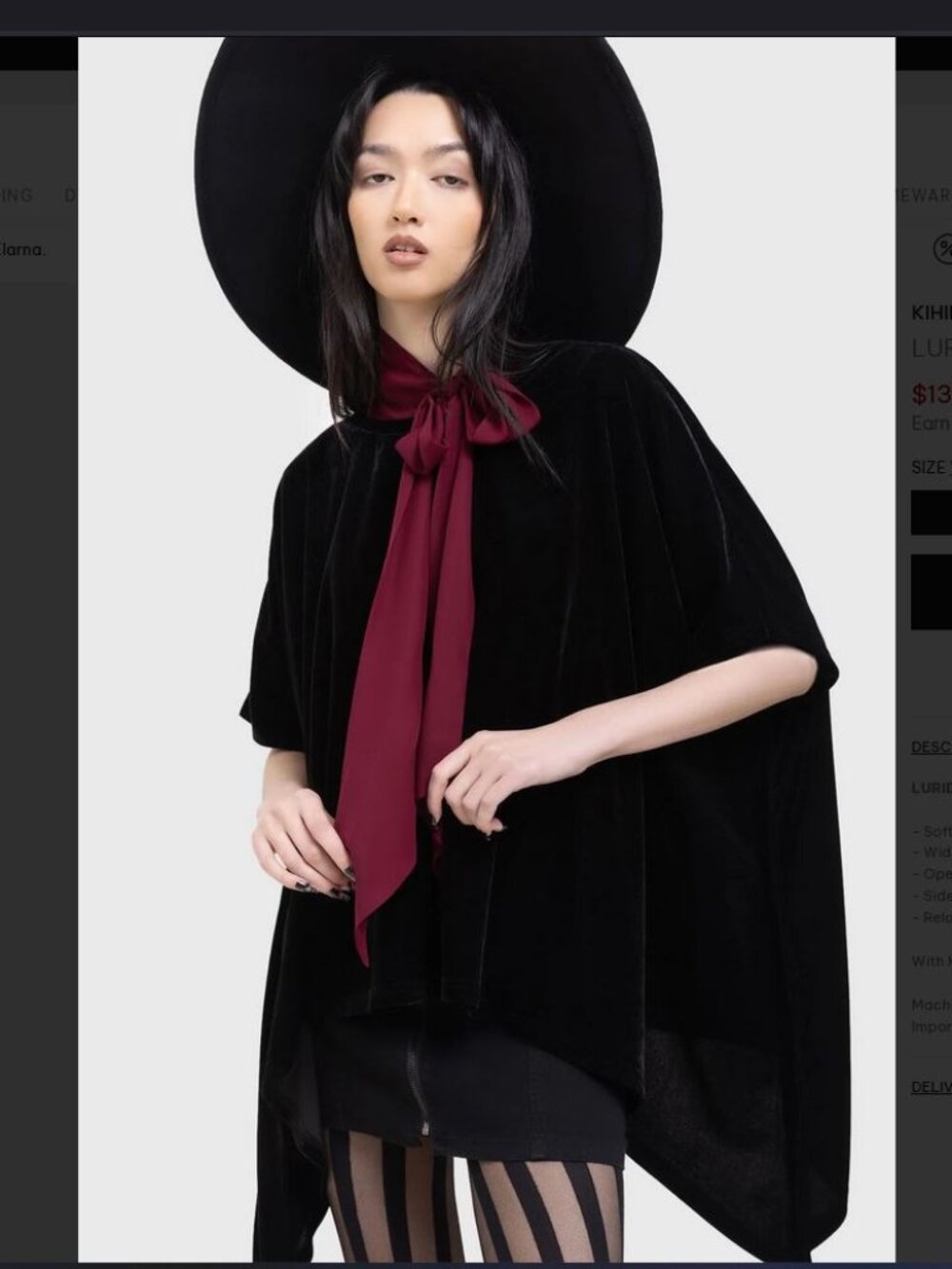 NEW Killstar Lurid Velvet Black Loose Drape High Low Oversized Shirt Size M/L